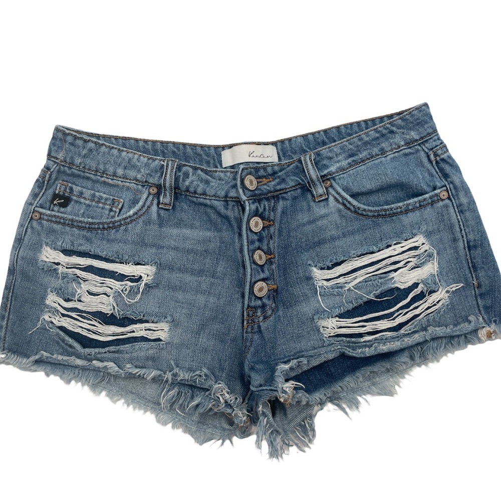 Kancan jean shorts Buttonfly raw hem distressed jean